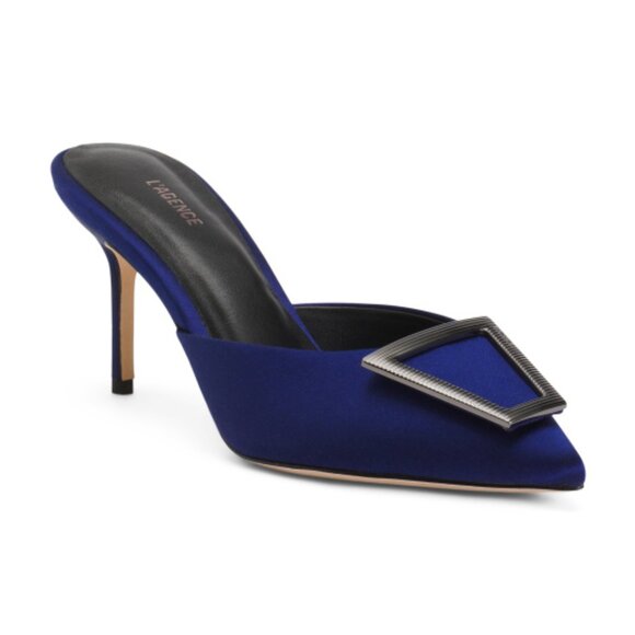 L'AGENCE Shoes - L'AGENCE Charlene Heeled Mules - Midnight Blue